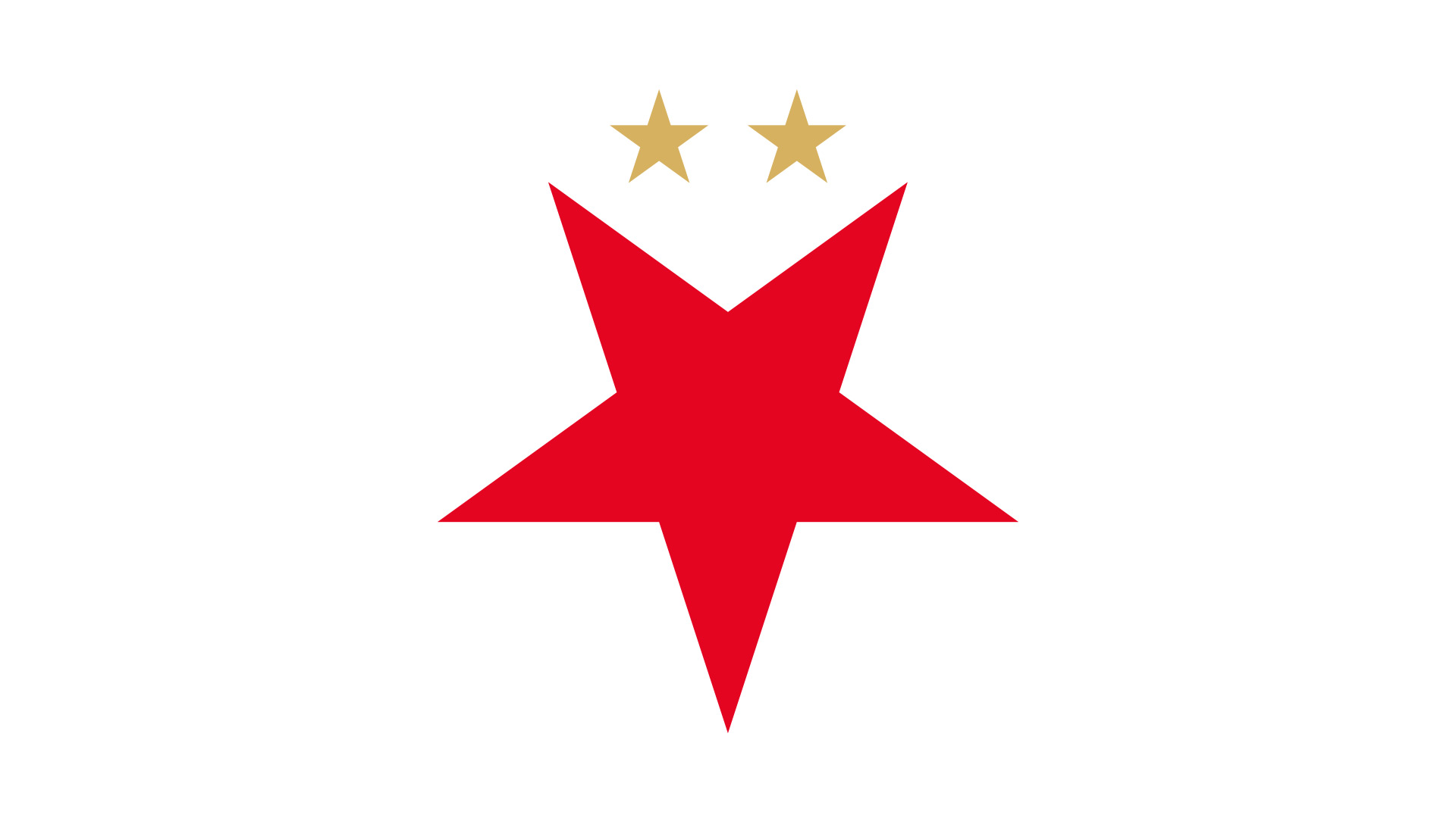 Logo SK Slavia Praha se dvěma zlatými hvězdami.